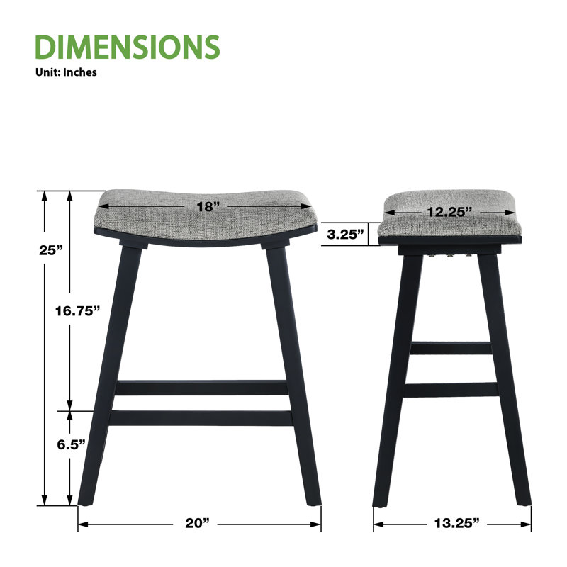 Upholstered Counter Stool, Black Wash/Graphite