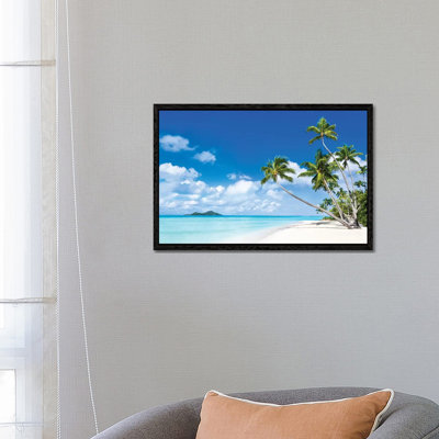 Tropical Beach With Palm Trees by Jan Becke - Print on Canvas