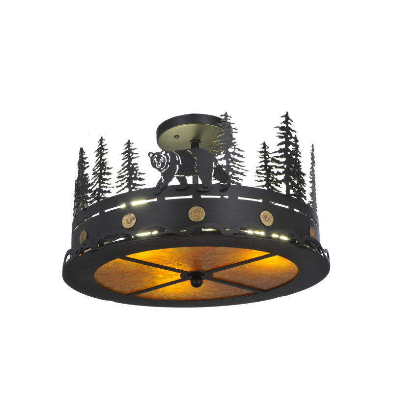 Black Glass 3-Light Energy Star Indoor/Outdoor Flush Mount