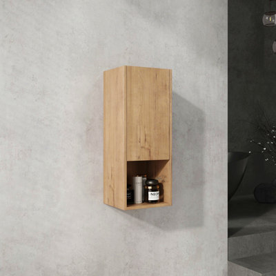 Armoire de salle de bain 12 po, portes à fermeture douce, fixation flottante, imitation chêne