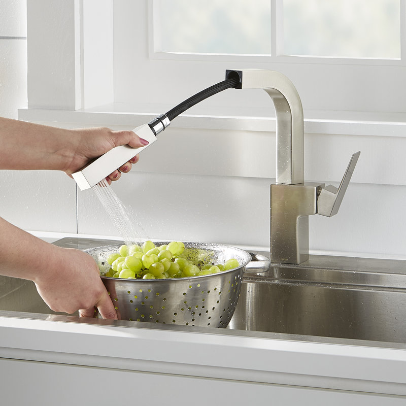 Mid-Town Single Handle Pull Out Sprayer Kitchen Faucet, Stainless Steel