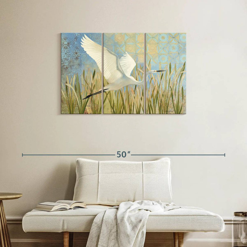 Snowy Egret In Flight, 24" H x 38" W
