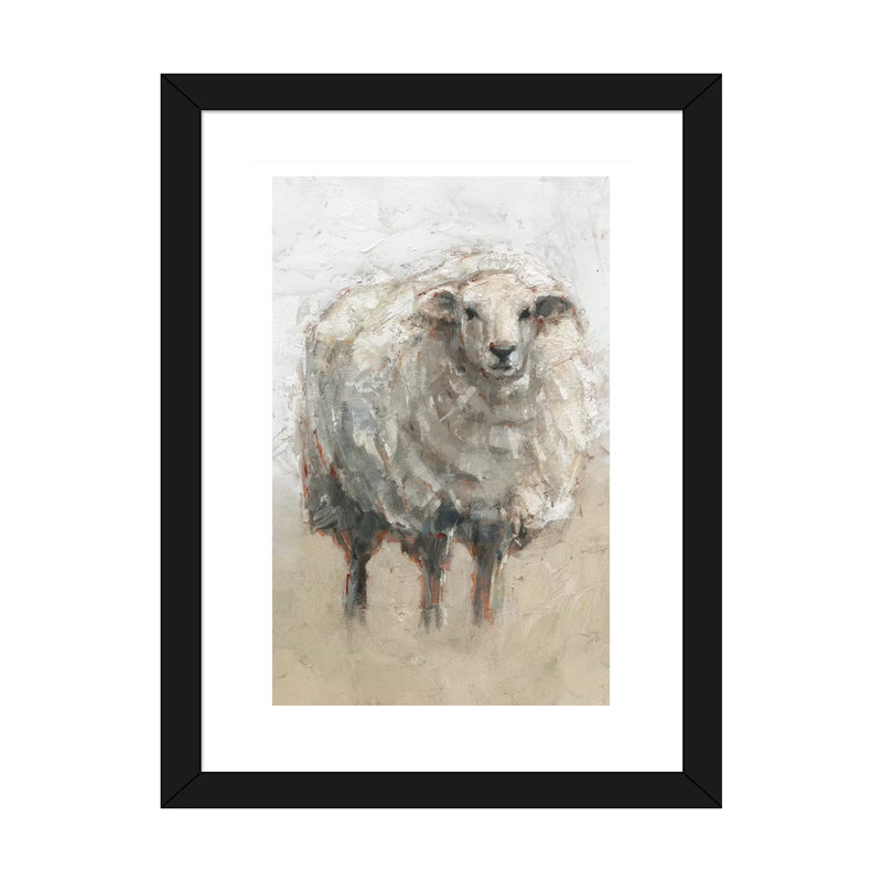 « Fluffy Sheep II » par Ethan Harper, reproduction d’art, Papier encadré noir, Blanc, H 32 po x l 24 po x P 1 po