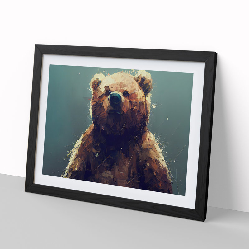 Teddy Bear Vol.3 Abstract - Single Picture Frame Print, Black, 46cm H x 64cm W x 2cm D