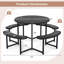 Ensemble de banc de table rond avec 4 bancs et parasol-523281918