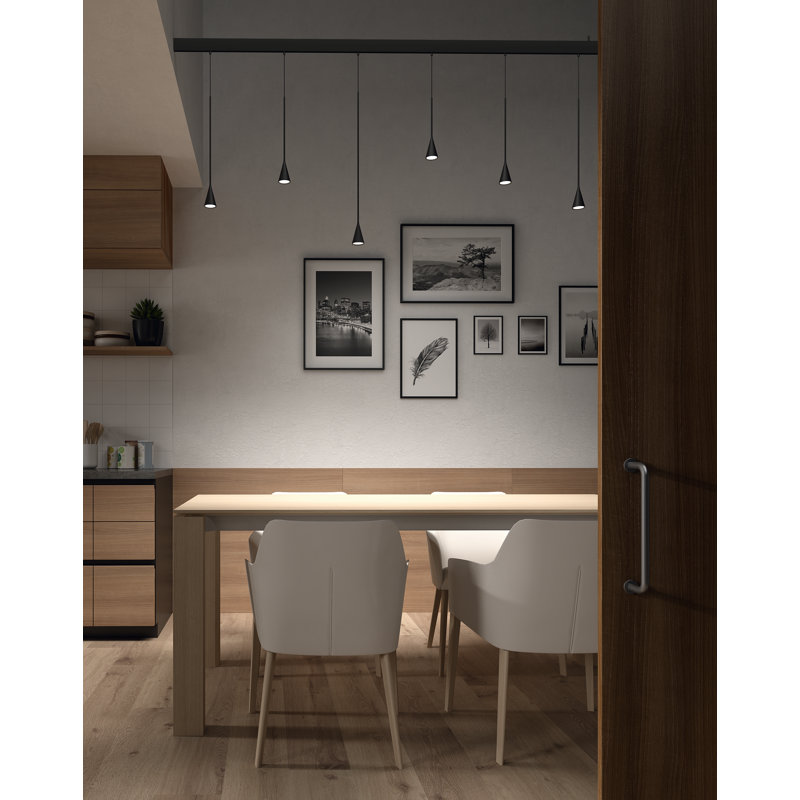 Skybell - Luminaire suspendu linéaire à intensité variable S / 7L / 20 à DEL - 0 / 1-10V / DALI / à intensité variable - Cloche de 55 cm / 65 cm / 75 cm - Noir ébène