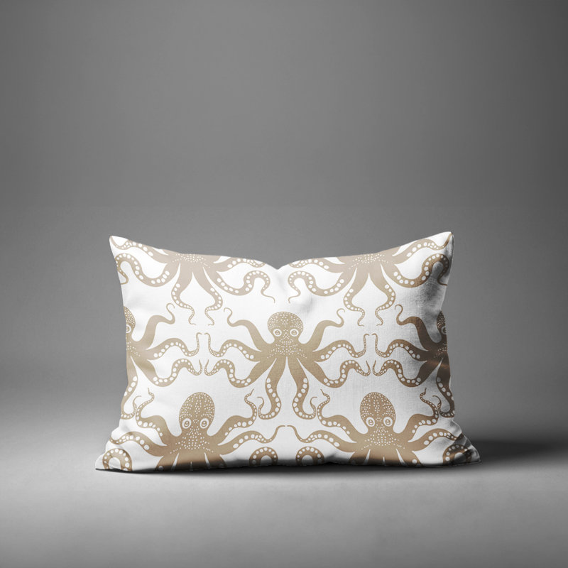 Barnon Reversible Throw Pillow, Beige, 14"H x 20"W