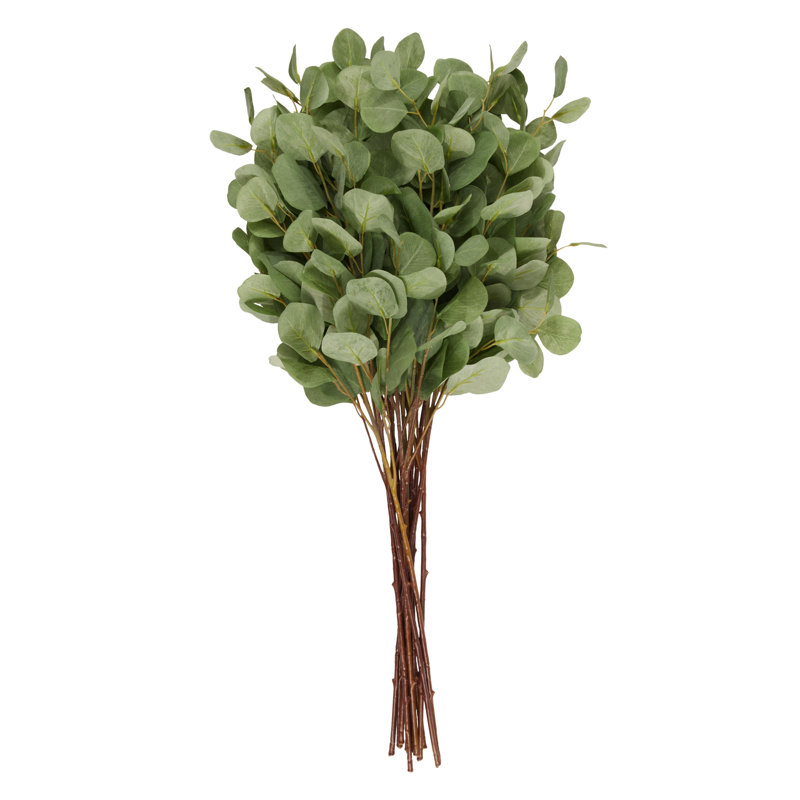 Polyester grand feuillage artificiel tige d'eucalyptus, Vert