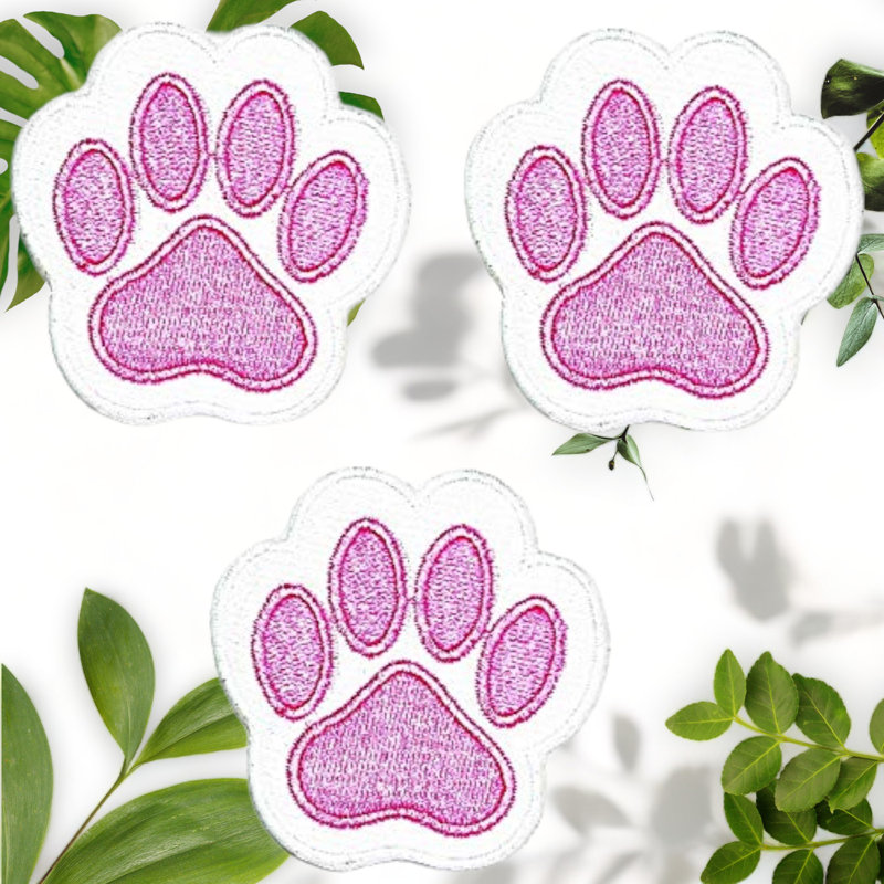 Pink Cat Dog Footprint Patch Set, 3 Pieces