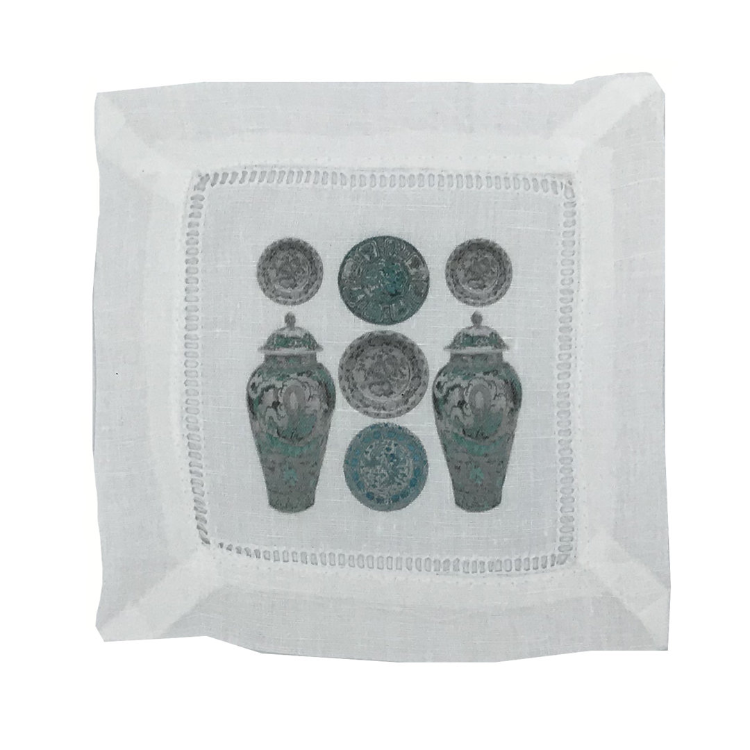 Chinois Ceramic Cotton Sateen Cocktail Napkins (Set of 4) Nicolette Mayer 