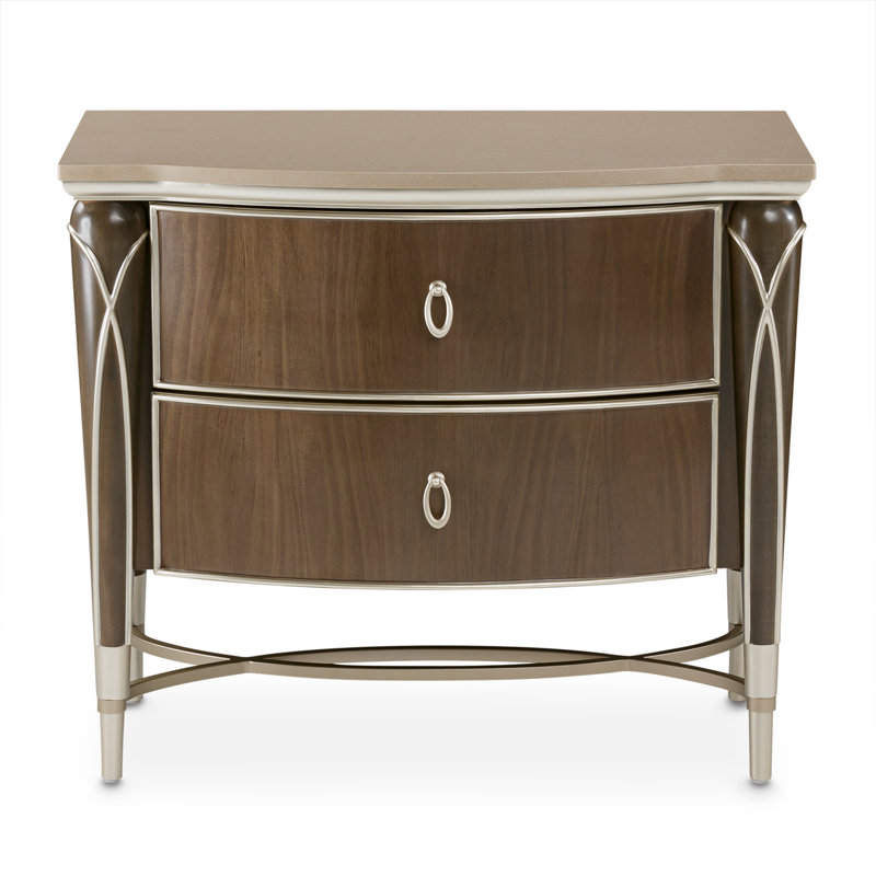 Villa Cherie Nightstand, Hazelnut/Beige
