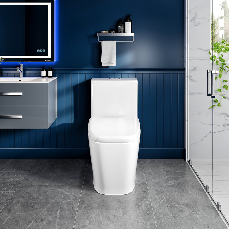 Eviva 1.28 Gallons GPF Elongated Floor Mounted One-Piece Toilet (Seat Included)