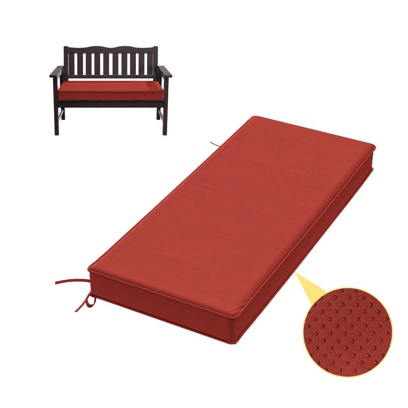 Coussin de banc antidérapant de 3 po d'épaisseur pour une utilisation intérieure et extérieure, Rouge brique