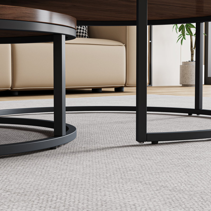 Round Nesting Coffee Table, Brown