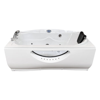 PARIS 67" x 35.5" White Whirlpool Bathtub with Heater & 11 Jets