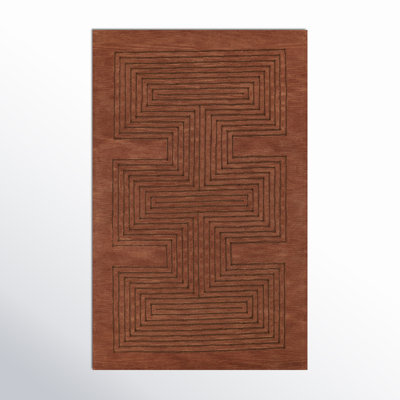 Orlie Copper Hand-Tufted Geometric Wool Rug