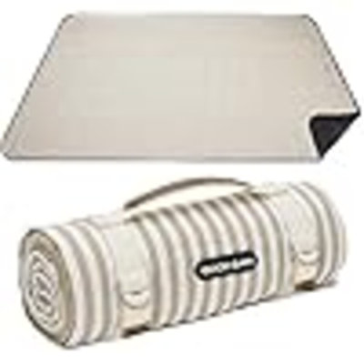 Couvertures de pique-nique imperméables extra larges - Couverture d'extérieur pliable sans sable avec sangle de transport pour la plage, le camping, l'herbe, la randonnée, les voyages, les Concerts, l'intérieur (jaune sable)