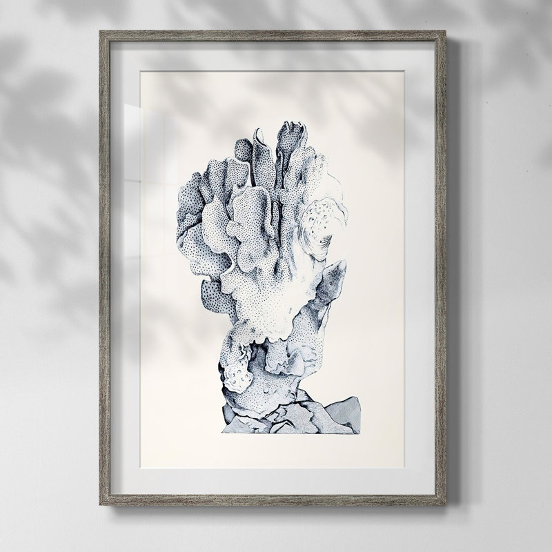Jardin magenta, Papier encadré argent vieilli, Blanc