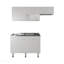 Ensemble d'armoires de cuisine 2 pièces avec évier en acier inoxydable, huitièmes tablettes, armoire de base à trois portes, armoire murale à cinq portes, cuisine, armoire de rangement, garage, blanc