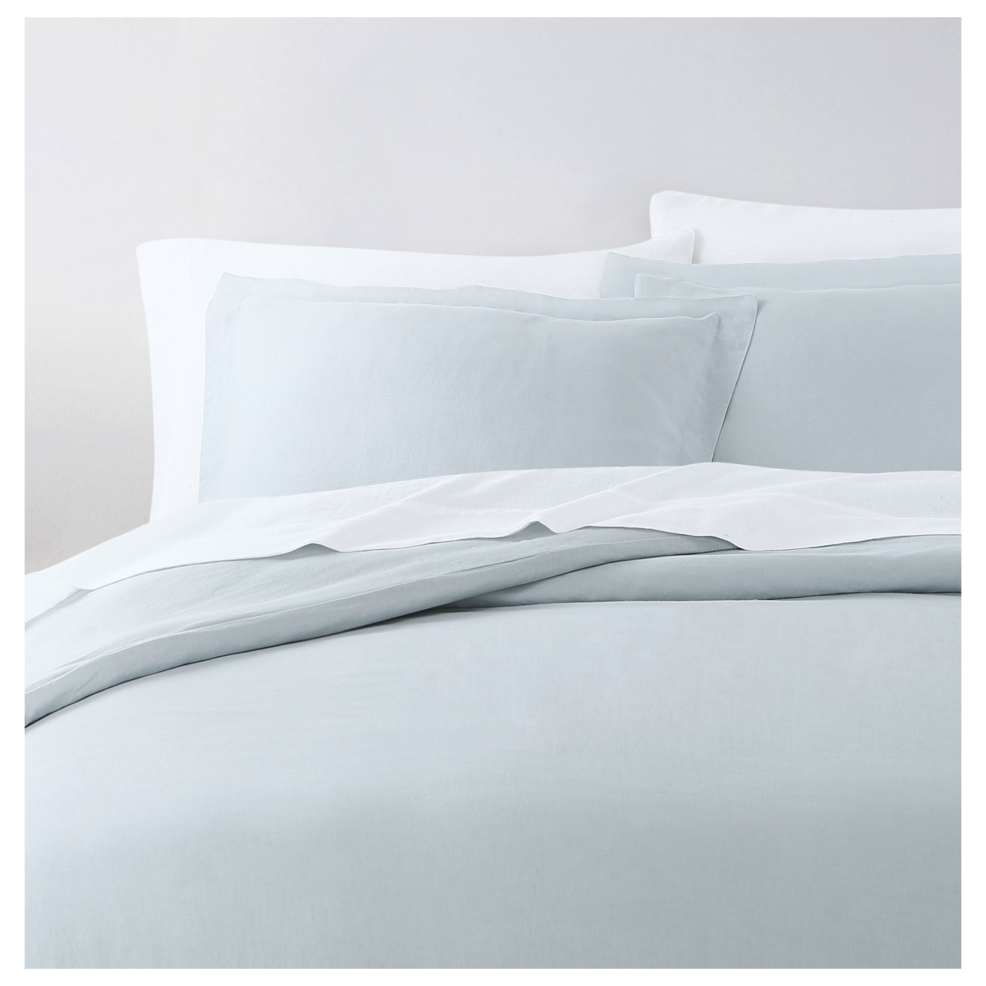Frazier Modern & Contemporary 100% Linen Duvet Cover, Full/Queen Duvet Cover + 2 Standard Shams, Blue