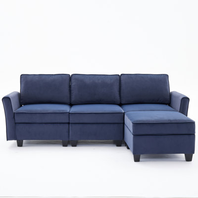 Nyshia 4 - Piece Velvet Upholstered Sectional Sofa with Storage Space and Adjustable Arm and Back