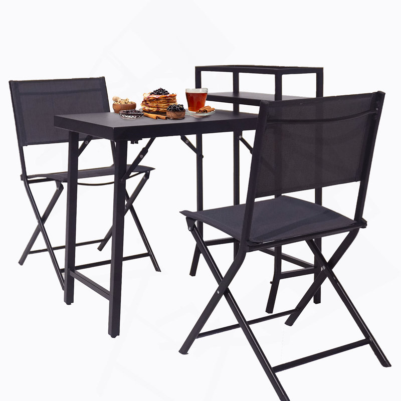 Ensemble de bistro 3 pièces, ensemble de table de patio pliable et chaises, ensemble de mobilier d'extérieur