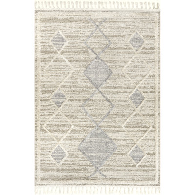 Blanche Moroccan Lattice Tasseled Area Rug