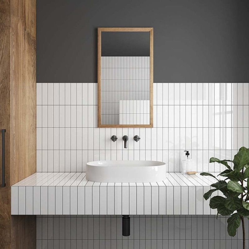 Prizm 2" x 8" Holographic Porcelain Tile, White Glossy