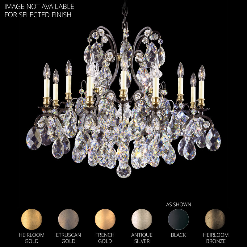 Renaissance 12 - Light Glass Chandelier, Heirloom Gold, Handcut Clear