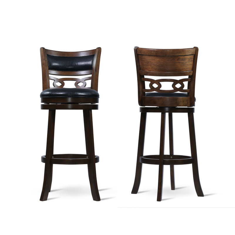 Tabouret de bar et de comptoir pivotant Antonios, Tabouret de bar (siège d'une hauteur de 30 po), Noir / brun