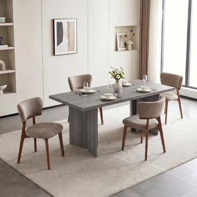 Table de salle à manger rectangulaire en bois Amiliana pour 2 à 8 personnes avec chaises de salle à manger rembourrées