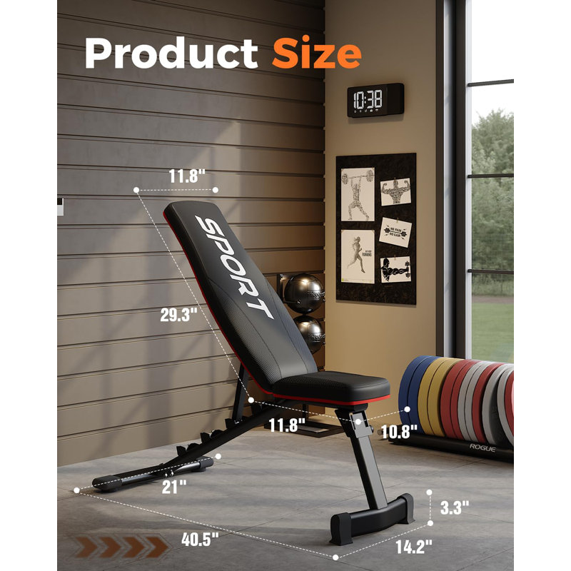 Banc de musculation ajustable pour la gymnastique à domicile, banc d'entraînement pliable avec 5 dossiers, banc inclinable et stable 660LBS pour l'entraînement complet du corps