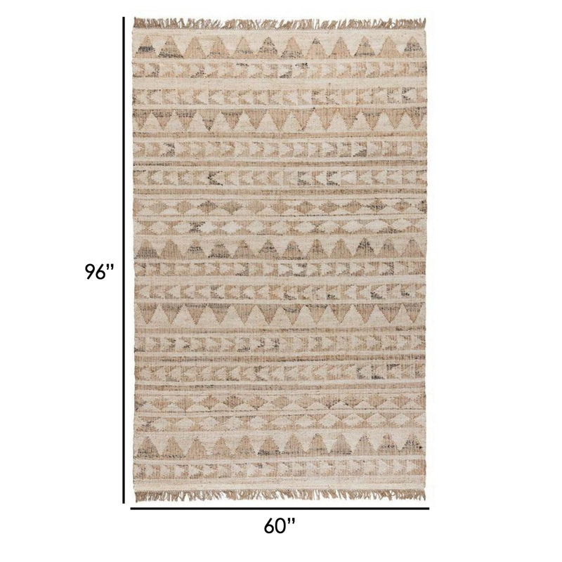 Camille Geometric Area Rug in Light Brown/Beige, Rectangle 5' x 8'