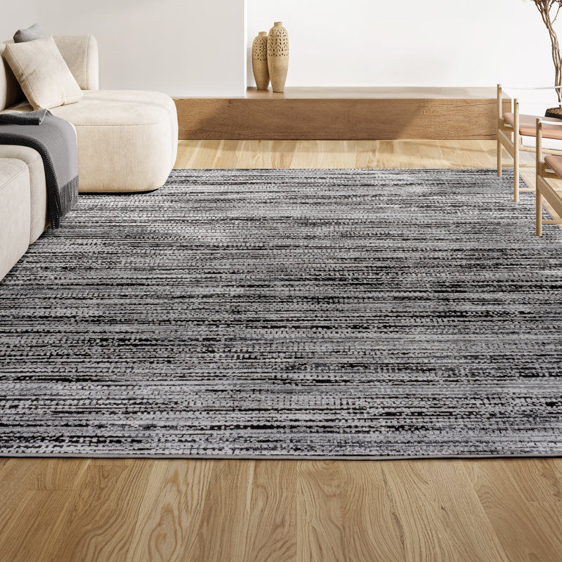 Bonnyrigg Loom Modern Strie' Black/Gray Rug, Rectangle 7'9" x 10'