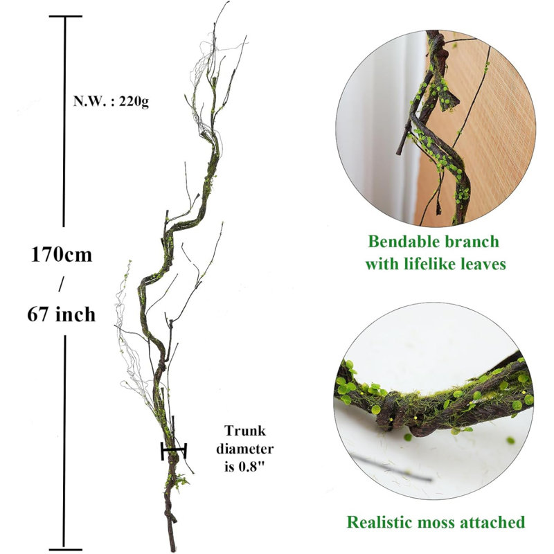 Artificial Bendable Twigs Branches Reptile Climbing Vines Trunk Grapevine Garland Moss Creeper Plants Fall Stems