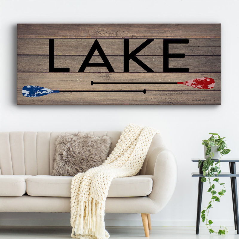 "Lake Paddles On Canvas", art textuel, H 12 po x l 30 po x P 1,5 po
