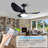 32'' 3 - Blade Large Indooor Ceiling Fan With Light Kit and Remote, 3 LED Colours, 6 Speed Noiseless DC Motor, Timer