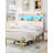 Headboard with 3-Tier Storage Shelves, Velvet Upholstered Head Board with 2 Outlets, USB Ports & LED Light, Soft Backrest for Queen Size Bed, White and Gold-984979042-985306067