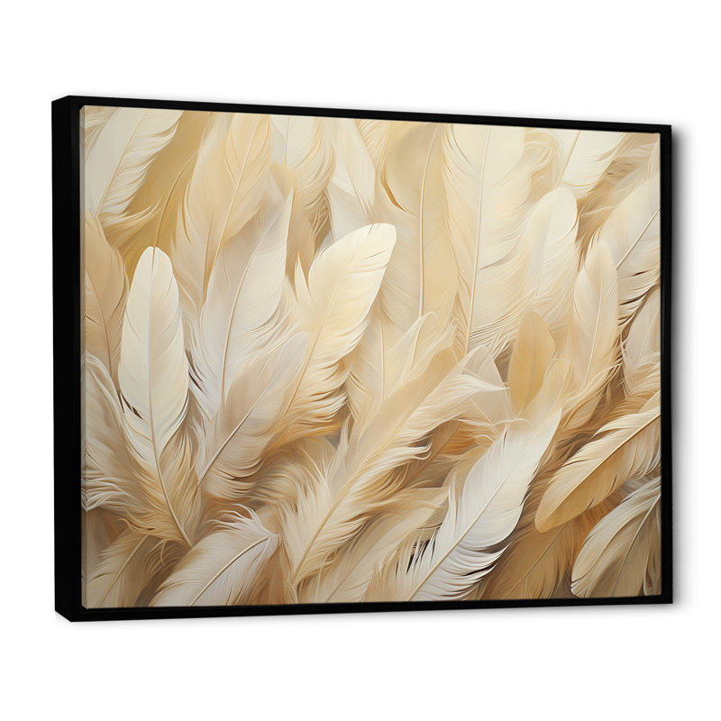 Plumes de plumes I sur toile, Cadre flottant noir, H 24 po x l 32 po x P 1 po