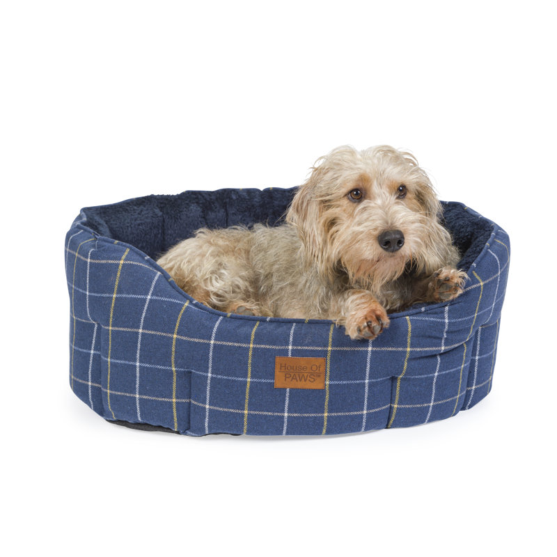 Navy Tweed Dog Bed, "Medium (12" H x 26" W x 28" D)"