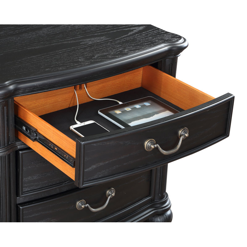 Celina 3-Drawer Nightstand Black