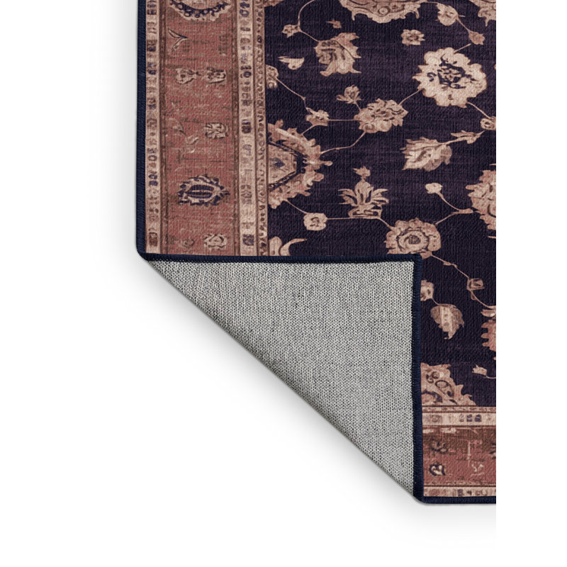 Machine Washable Overdyed Purple Area Rug, Square 8'