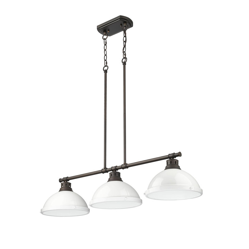Laramy 3-Light Linear Pendant, Rubbed Bronze, White