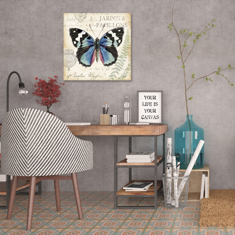 « papillon », reproduction d’impression sur toile tendue, H 12 po x l 12 po