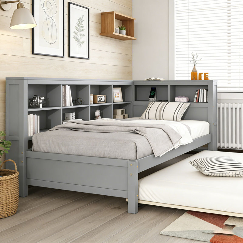 Wooden Twin Size DayBed with Twin Size, Gray