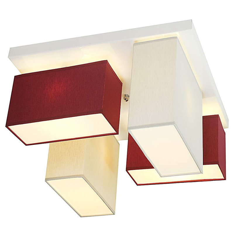 Eris Fabric Semi Flush Mount, Grey/Wine red