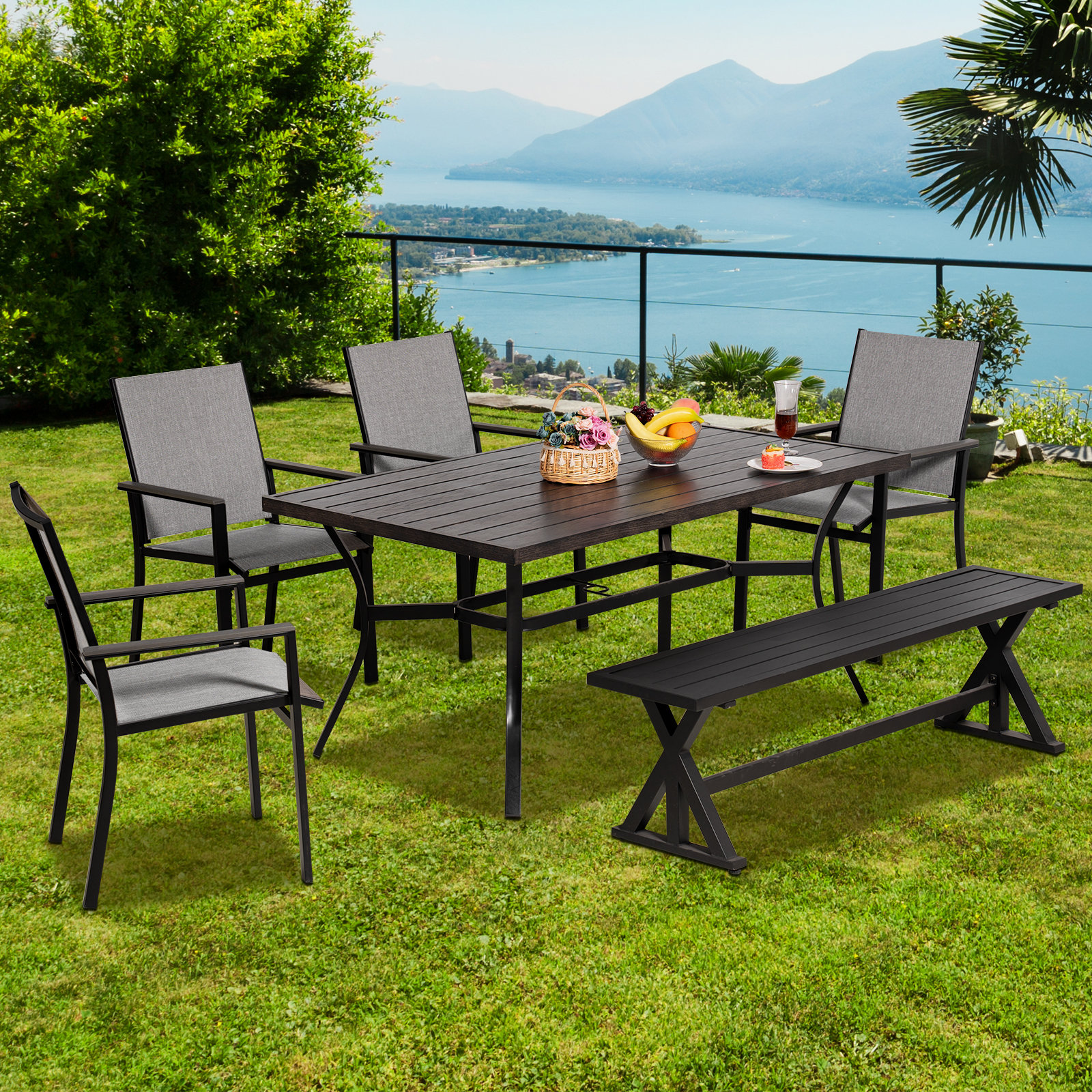 Latitude Run® Davown 6 - Person Rectangular Outdoor Dining Set | Wayfair