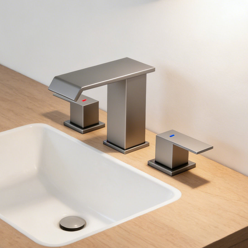 Widespread Bathroom Faucet 3 Hole, 2-Handle Bathroom Sink Faucet With Drain Assembly, Brushed Nickel