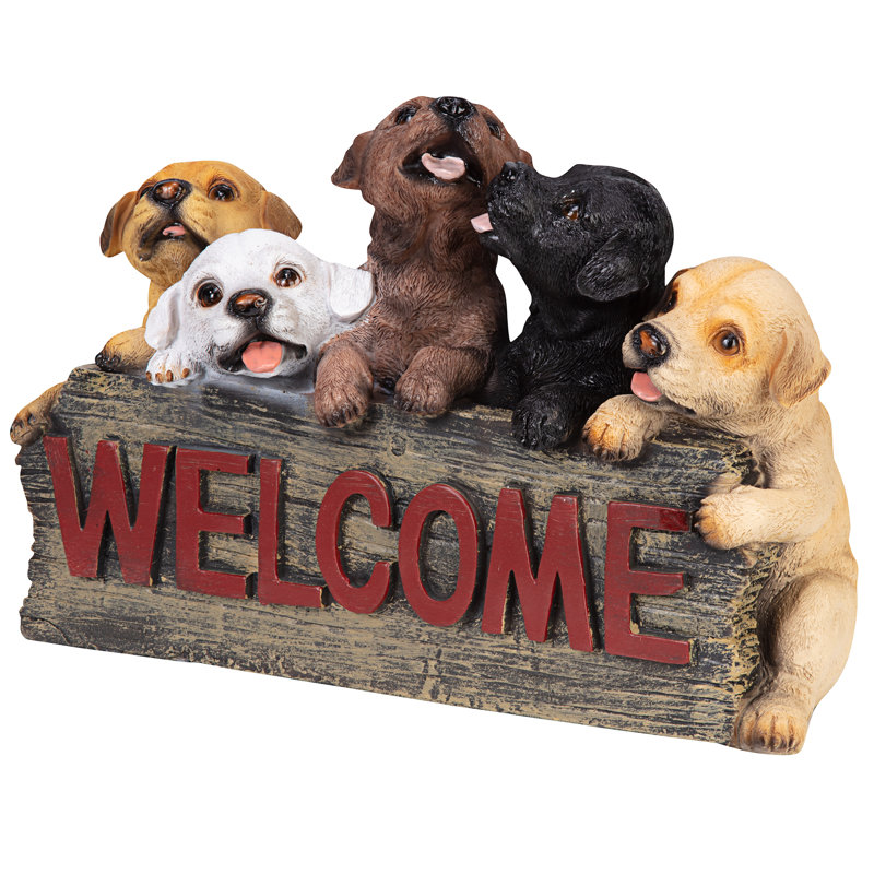 Puppy Parade Fun Welcome Sign Statue