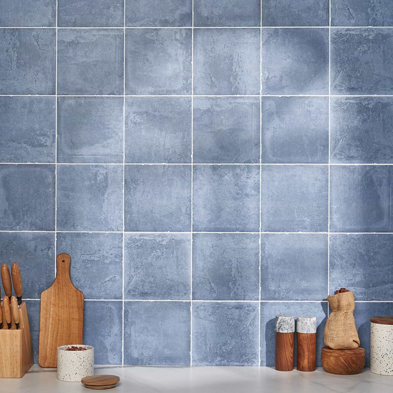 Alesso 8x8 Moroccan Matte Encaustic Look Porcelain Tile, Indigo